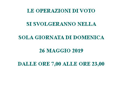 Elezioni Amministrative del 26 Maggio 2019