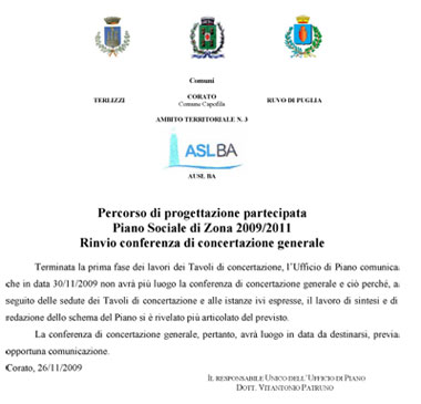 Rinvio conferenza di concertazione generale